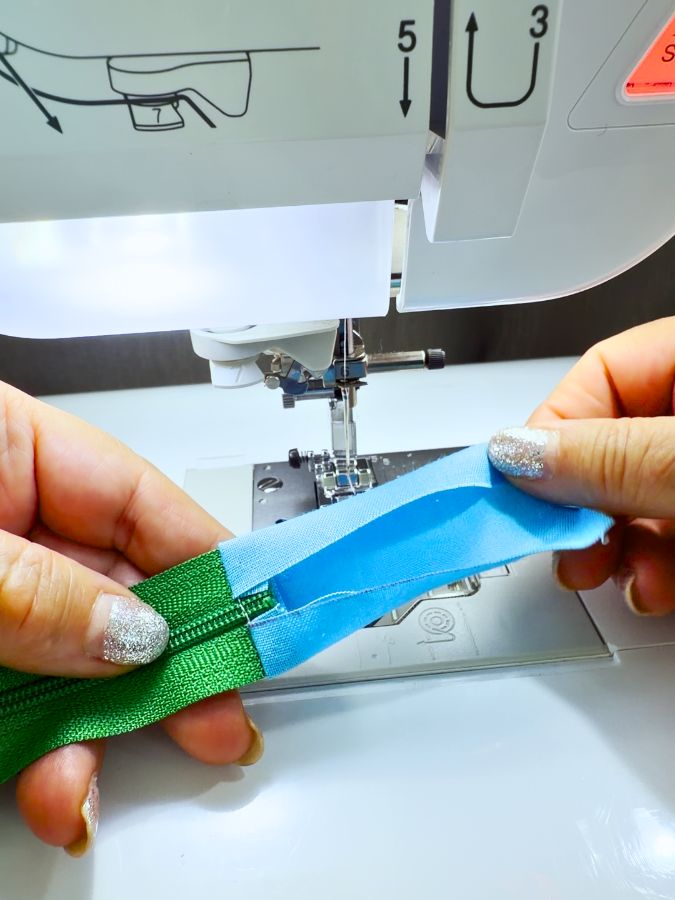 the fabric rectangle turned over
